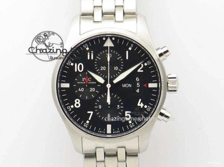 MIROTIME 0107 Durable Big Pilot 5019 Ceramic Case Black Dial Green Markers Asian 23J 7396